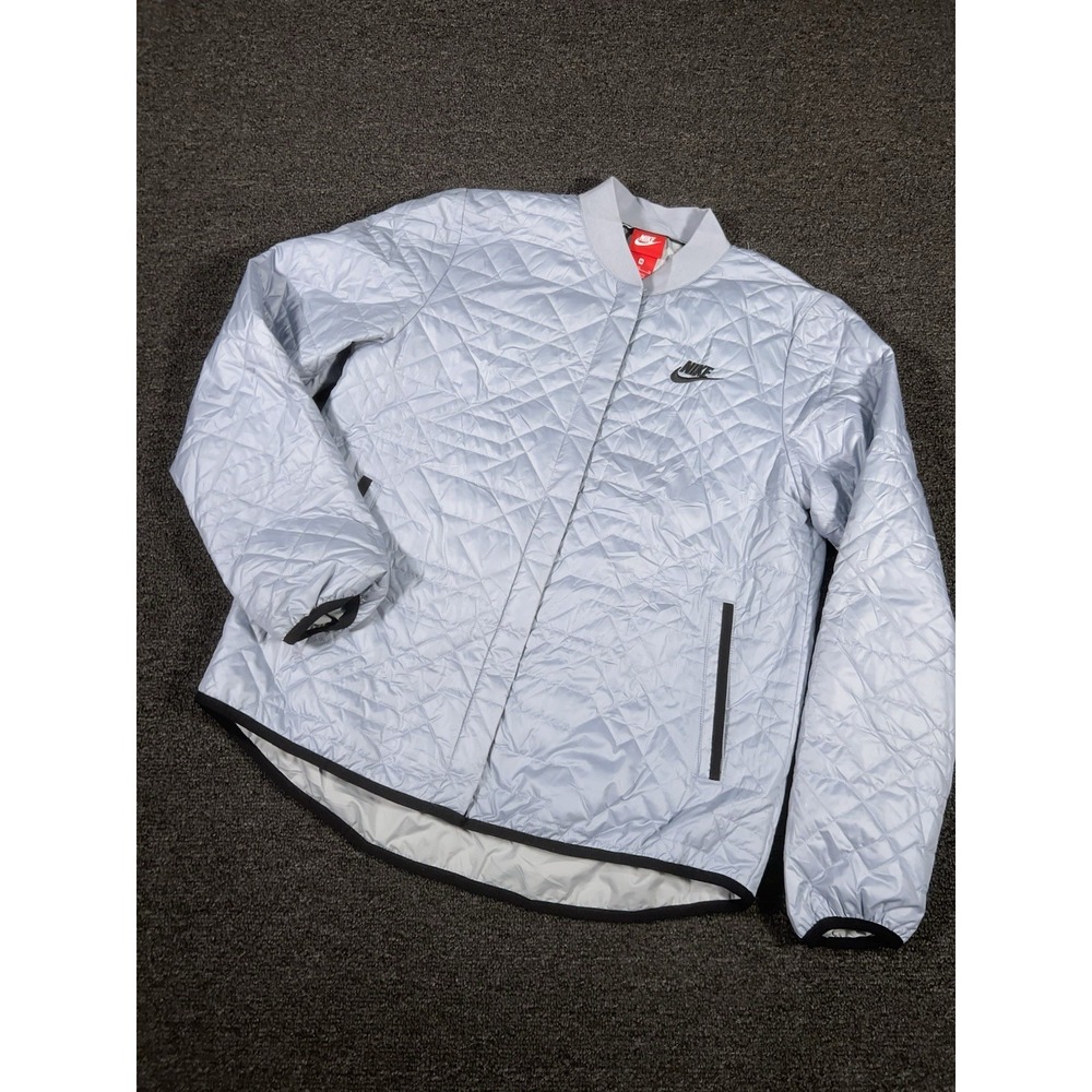 Nike Sportswear Quilted Bomber Jacket Womens Medium Primaloft Glacier Gray